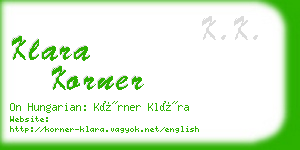 klara korner business card